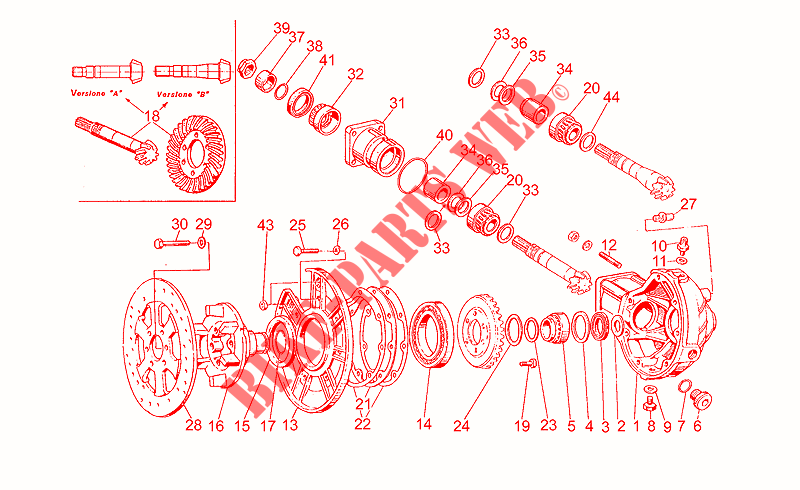 Rear bevel gear para MOTO GUZZI V 50 III Pol./PA VechioTipo 1982
